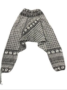 Elephant Print Harem Pants Boho Festival Drop Crotch Hippie Yoga Lounge OS